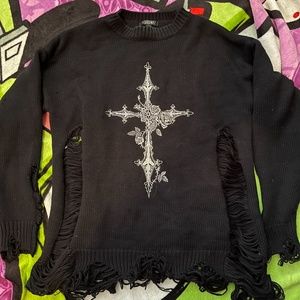 SOLD DOLLS KILL WIDOW CROSS SWEATER M/L